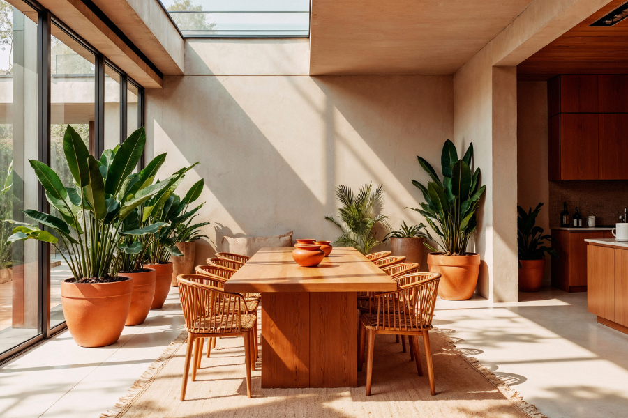 dapur terbuka dengan cahaya alami